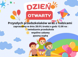 Plakat zapraszający na dzień otwarty.